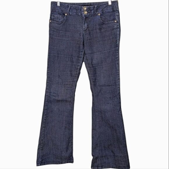 d. jeans Denim - d. jeans Dark Wash Mid Rise Stretch Flare Wide Waistband Denim Jeans size 12